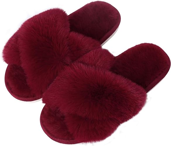 Women's Fuzzy Slippers, House Slippers, Open Toe Slippers Women's Fuzzy Slippers, House Slippers, Open Toe Slippers